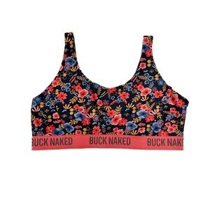 Duluth Trading Co Buck Naked™ Bralette Navy Floral Low Impact Lounge Sports Bra